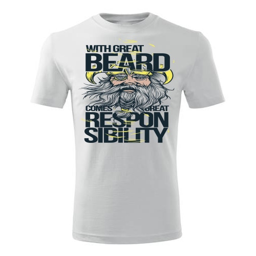 Tricou With great Beard barbati alb, L