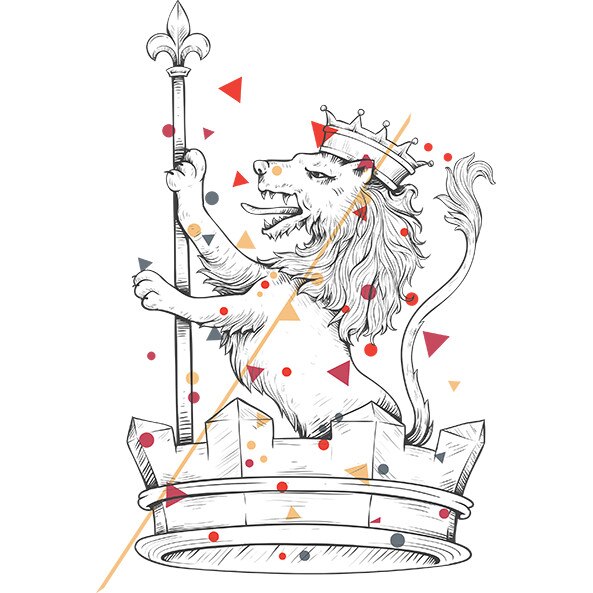 Tricou Medieval lion barbati alb, XL