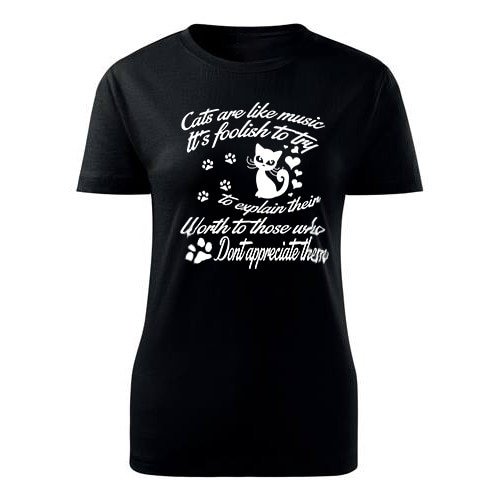 Tricou Cats are like music dama negru, M