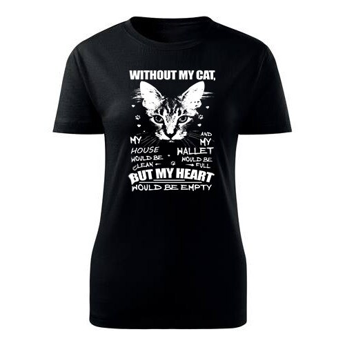 Tricou Whitout my cat dama negru, S