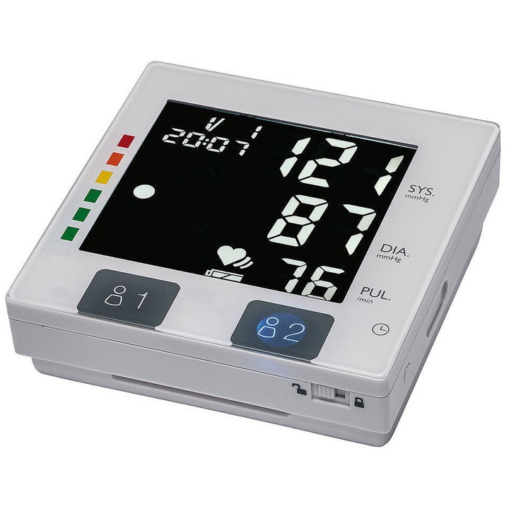 Апарат за измерване на кръвно налягане SANOTEC MD 14037, LCD-дисплей, До 120 записа за 2 души, Бял