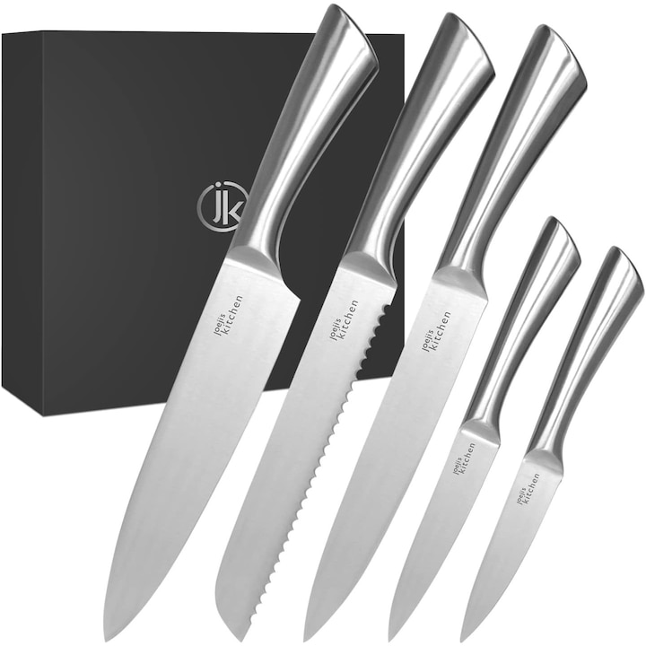 Set 5 Cutite Bucatarie Joeji's Kitchen — Otel Inoxidabil, Forjate, Profesionale
