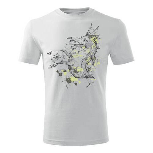 Tricou Medieval dragon barbati alb, S