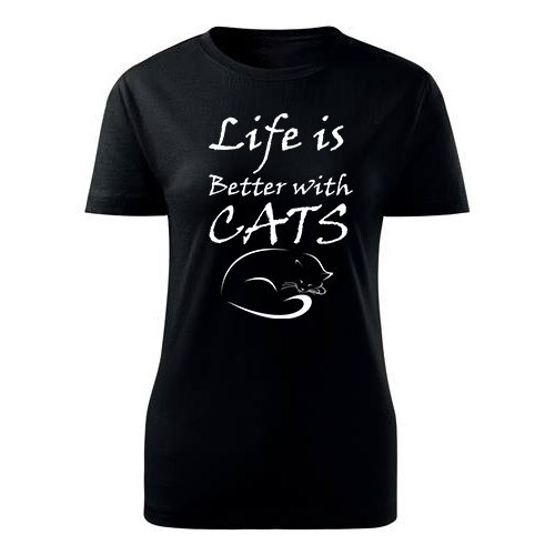 Tricou Life is better dama negru, M