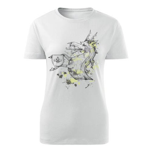 Tricou Medieval dragon dama alb, M