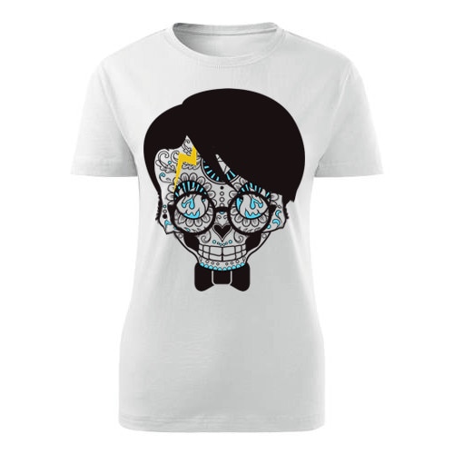 Tricou rock Pugsley dama alb, M