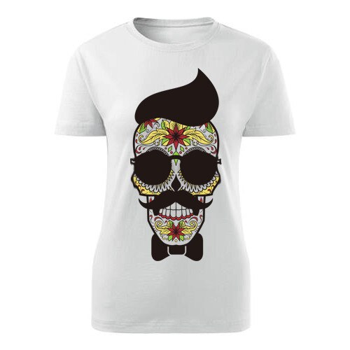 Tricou rock Mustache man dama alb, S
