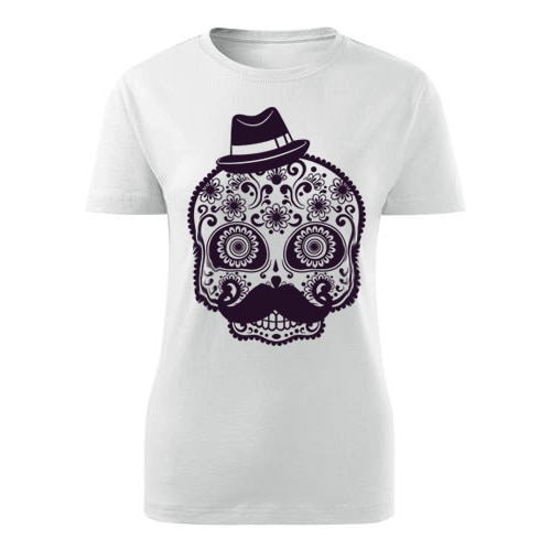 Tricou rock Happy hat dama alb, XS