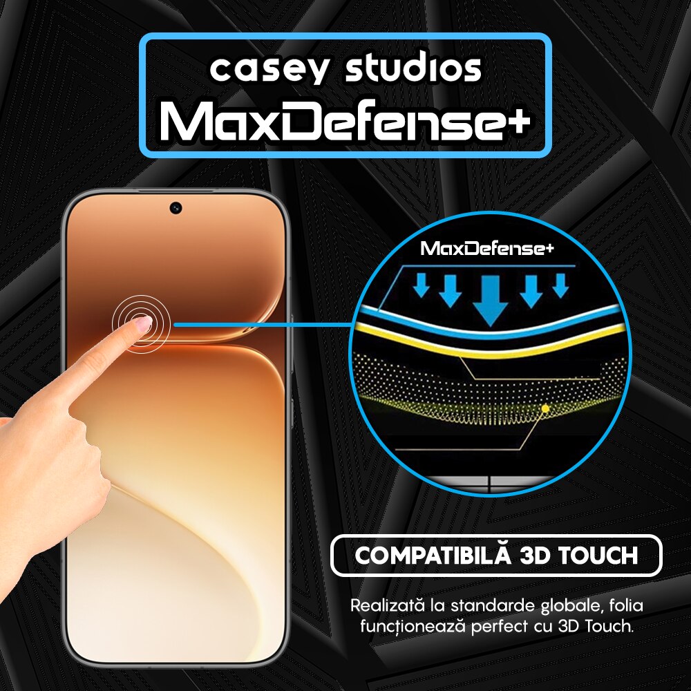 Folie Sticla CASEY STUDIOS™ compatibila cu Honor 600 / 600 Pro, Full Cover 3D, Full Glue, Duritate Militara, Ultra HD, Anti Zgarieturi, Anti Amprente, Anti Socuri, Sticla Securizata, Protectie Profesionala Ecran, MaxDefense+, Margini Negre