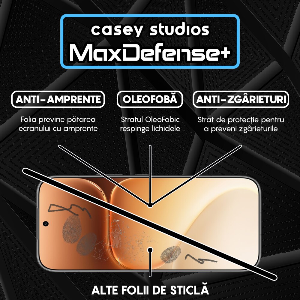 Folie Sticla CASEY STUDIOS™ compatibila cu Honor 600 / 600 Pro, Full Cover 3D, Full Glue, Duritate Militara, Ultra HD, Anti Zgarieturi, Anti Amprente, Anti Socuri, Sticla Securizata, Protectie Profesionala Ecran, MaxDefense+, Margini Negre