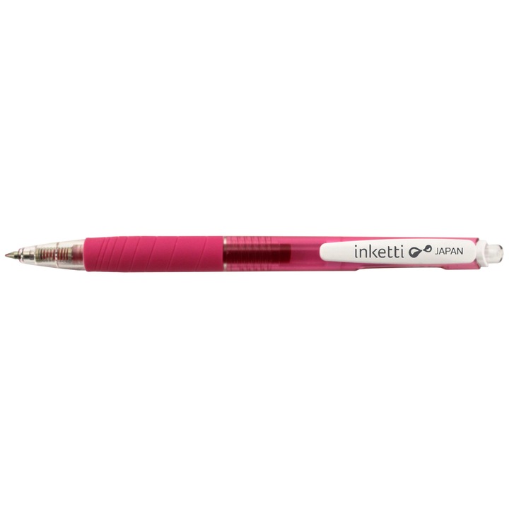 Гел писалка Penac Inketti, гумен грип, 0,5 мм, прозрачно розово тяло - Pink Writing