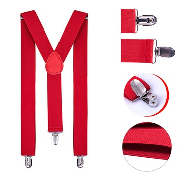 Bretele rosii, adulti unisex,cu inchizatori metalice, 35 mm, BUROM Bretele rosii, adulti unisex,cu inchizatori metalice, 35 mm, BUROM