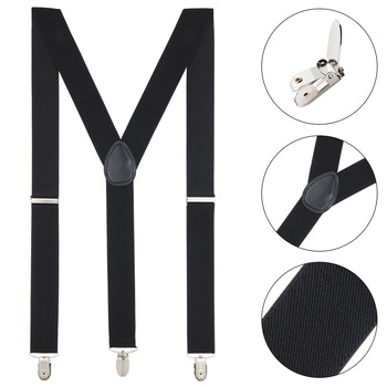 Bretele negre, adulti, unisex, cu 3 inchizatori metalice, 35 mm, BUNEM Bretele negre, adulti, unisex, cu 3 inchizatori metalice, 35 mm, BUNEM