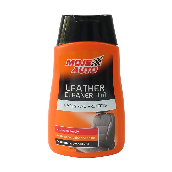 Solutie curatat piele auto, Leather cleaner 3 in 1, Moje Auto, pentru refacerea culorii si a luciului, 250 ml