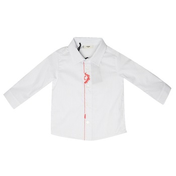 Camasa Fendi pentru baieti, maneca lunga, alba cu dungi bleu, 100% bumbac, 6 luni Camasa Fendi pentru baieti, maneca lunga, alba cu dungi bleu, 100% bumbac, 6 luni