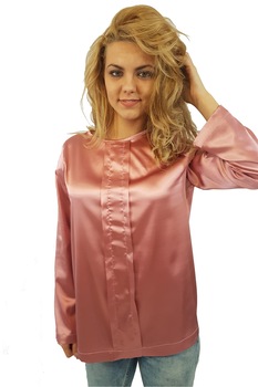 Bluza casual din satin, Adelina Teodora, Roz, S-M Bluza casual din satin, Adelina Teodora, Roz, S-M
