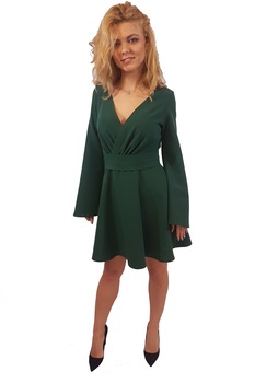 Rochie eleganta verde cu maneca clopot Adelina Teodora,38 EU Rochie eleganta verde cu maneca clopot Adelina Teodora,38 EU