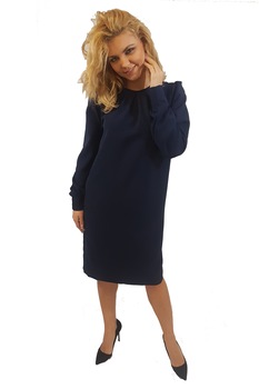 Rochie casual Adelina Teodora, material sintetic Angelica, Bleumarin, S-M Rochie casual Adelina Teodora, material sintetic Angelica, Bleumarin, S-M