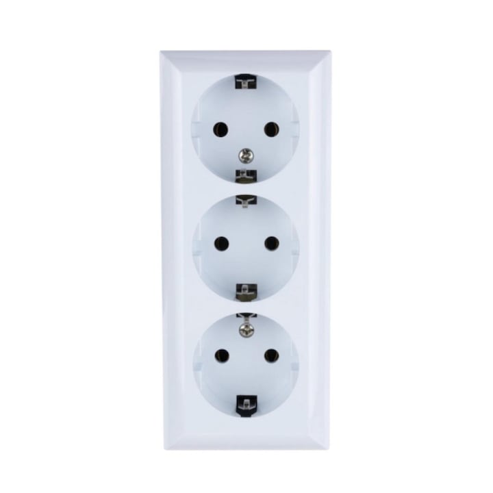 Priza de retea cu impamantare, 230V, 3 socluri, IP20, de interior, Home