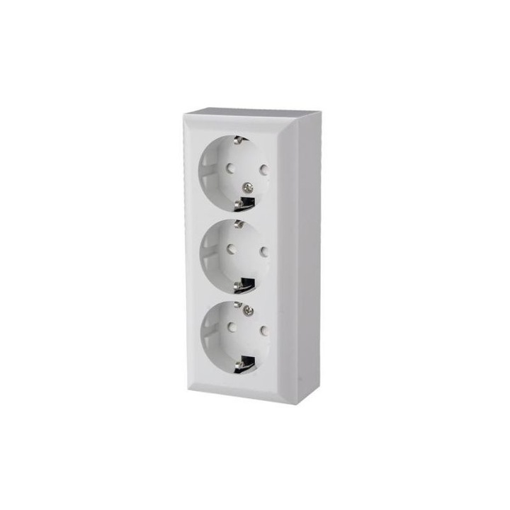 Заземен контакт Home, 230V, 3 контакта, IP20, Вътрешен