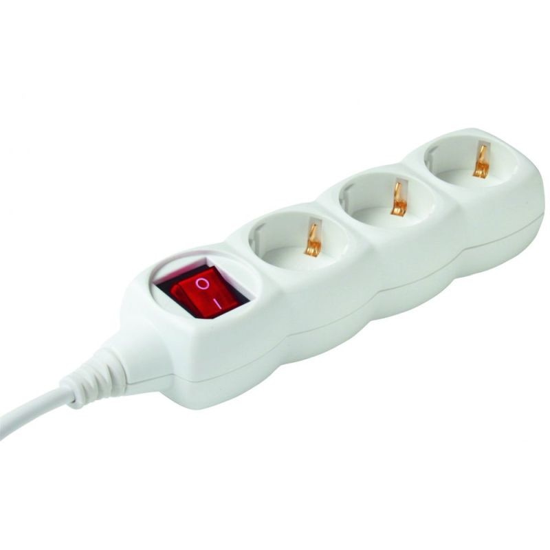 Cablu prelungitor, intrerupator, 3m lungime, 3 prize, alb, 250V, IP 20, Home