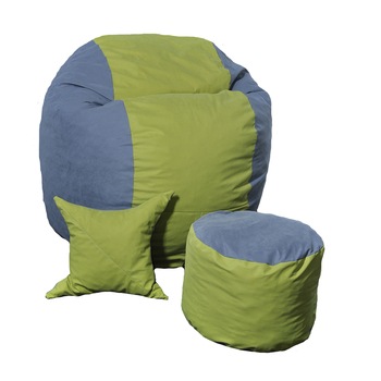 Set Fotoliu Puf pentru copii (5-16 ani) Matusalem + Otoman + Perna decorativa - Green Patch (Gama Premium) umplut cu fulgi de burete memory mix® Set Fotoliu Puf pentru copii (5-16 ani) Matusalem + Otoman + Perna decorativa - Green Patch (Gama Premium) umplut cu fulgi de burete memory mix®