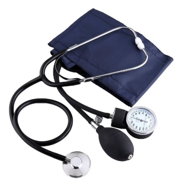 Tensiometru Mecanic Expres de Brat, cu Stetoscop si Geanta, Circumferinta Brat 22-40 cm, Masurare 0-300 mmHg, Albastru