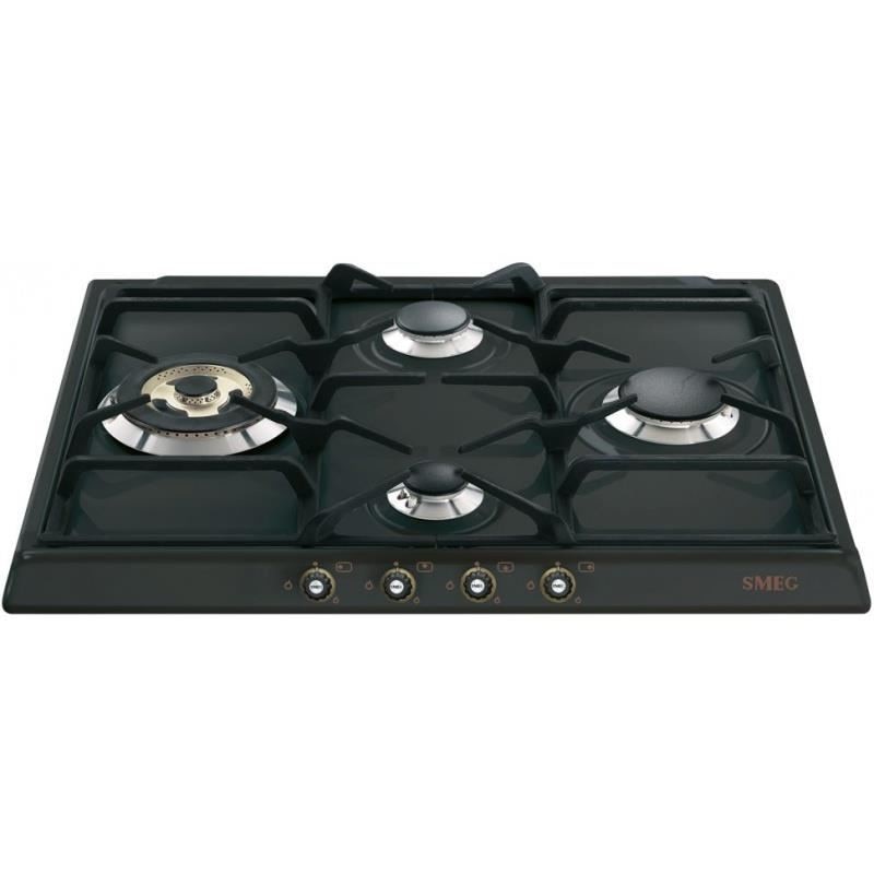 Plita incorporabila Smeg Cortina SR764AO, 60 cm, plita gaz, 4 arzatoare, sistem siguranta Stop-Gaz, negru antracit