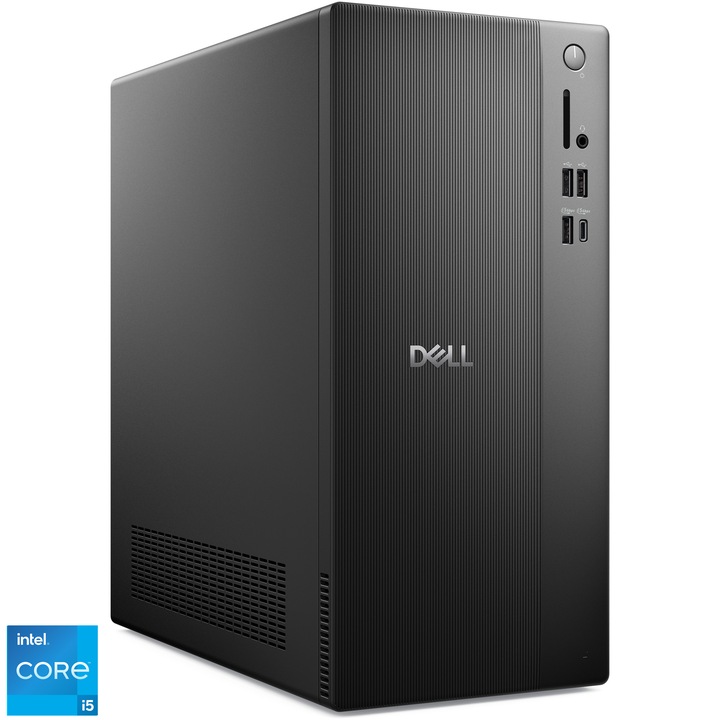 Sistem Desktop PC Dell PRO Tower Essential QVT1260 cu procesor Intel® Core™ i5-14500 pana la 5GHz, 16GB DDR5 RAM, 512GB SSD, Intel UHD Graphics 770, Ubuntu, Negru