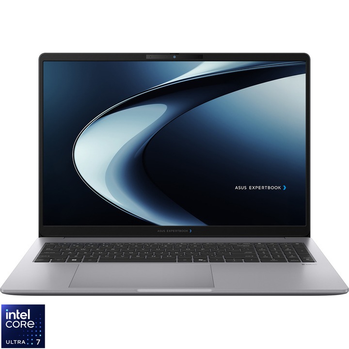 Laptop ASUS 16'' ExpertBook P3 G1 P3606CCA, WUXGA, Procesor Intel® Core™ Ultra 7 255H (24M Cache, up to 5.10 GHz), 8GB DDR5, 512GB SSD, Intel Integrated Graphics, No OS, Misty Grey