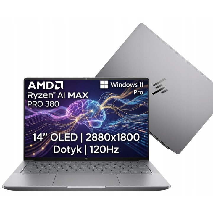 Laptop, HP, ZBook Ultra G1, 14", 16GB, 2TB SSD, OLED 2.8K tactil, Ryzen AI MAX PRO 380, Argintiu