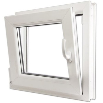 Fereastra termopan, profil Deceuninck, PVC, 4 camere, 560 mm x 560 mm, Alb, deschidere oscilobatant stanga Fereastra termopan, profil Deceuninck, PVC, 4 camere, 560 mm x 560 mm, Alb, deschidere oscilobatant stanga