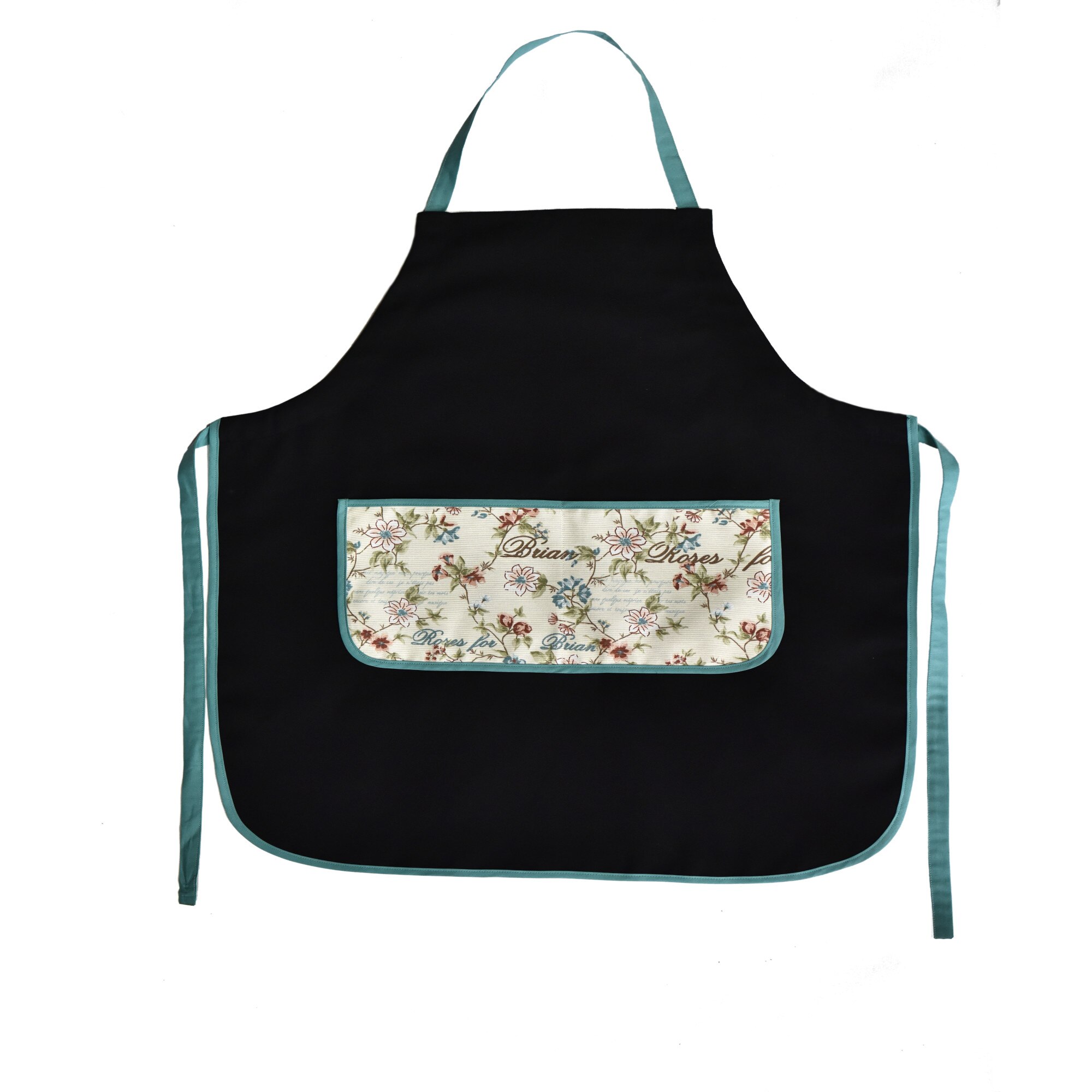 Sort handmade, Atelier Diversis, bucatarie reglabil negru cu buzunar model turcoaz