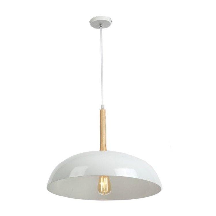 Pendul Libra Round, structura din aluminiu cu lemn, diametru 45 cm, alb,bec inclus, Maison M