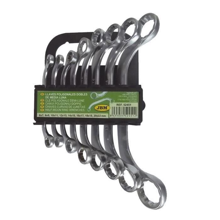 Set de 8 chei inelare in forma de semiluna, 6-22mm JBM