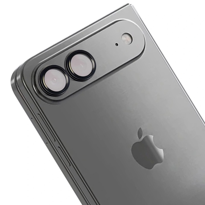 Folie sticla securizata camera foto Bizon Glass Snap Lens compatibila cu iPhone Duo, Negru