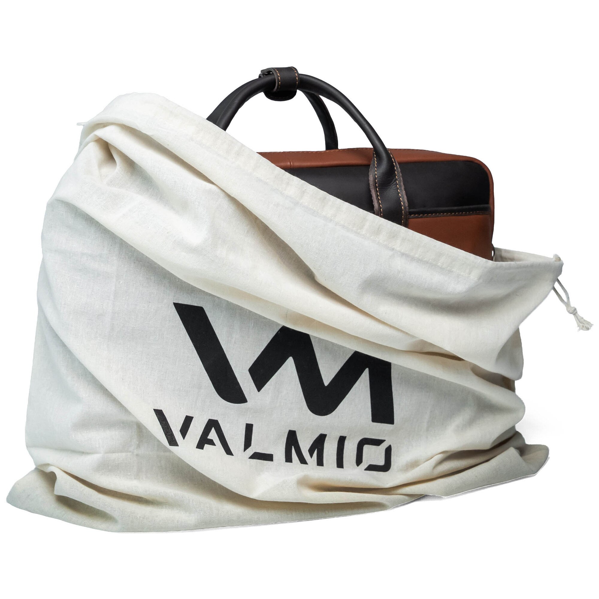 Valmio, Geanta pentru laptop din piele naturala, curea de umar din piele, banda pentru troler, compartiment captusit pentru laptop, Denton 2.1, maro deschis/maro inchis, 38 × 27,5 × 7,5 cm