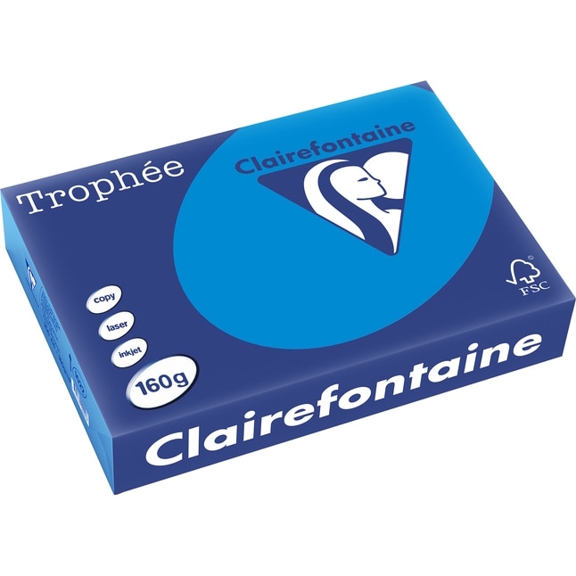 Carton Clairefontaine A4,160g/mp, color intens, 250 file/top, Albastru