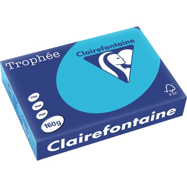 Carton Clairefontaine A4,160g/mp, color intens, 250 file/top, Albastru royal