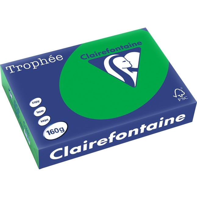 Carton Clairefontaine A4,160g/mp, color intens, 250 file/top, Verde briliant