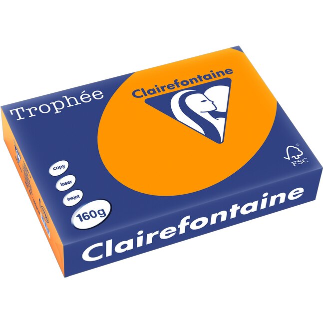 Carton Clairefontaine A4,160g/mp, color intens, 250 file/top, Portocaliu