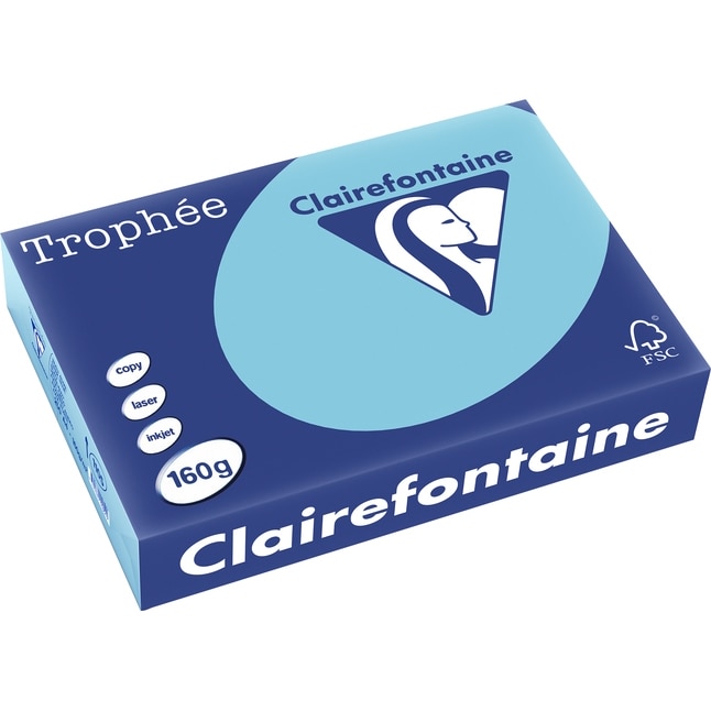 Carton Clairefontaine A4,160g/mp, color pal, 250 file/top, Albastru
