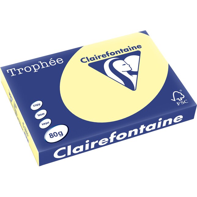 Hartie Clairefontaine A3, 80g/mp, color pal, 500/top, Galben