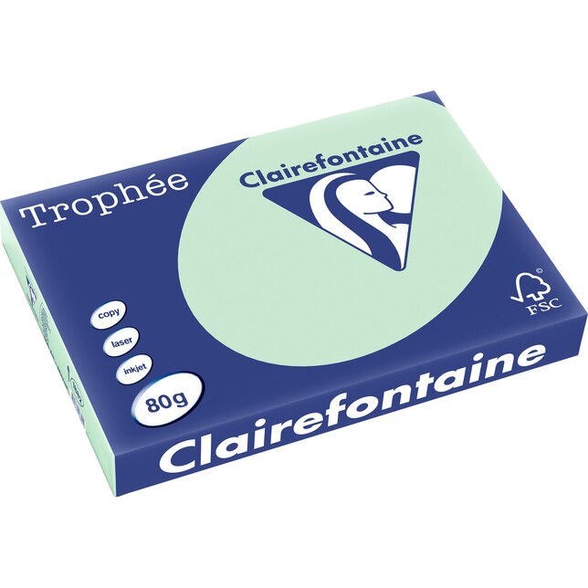 Hartie Clairefontaine A3, 80g/mp, color pal, 500/top, Verde