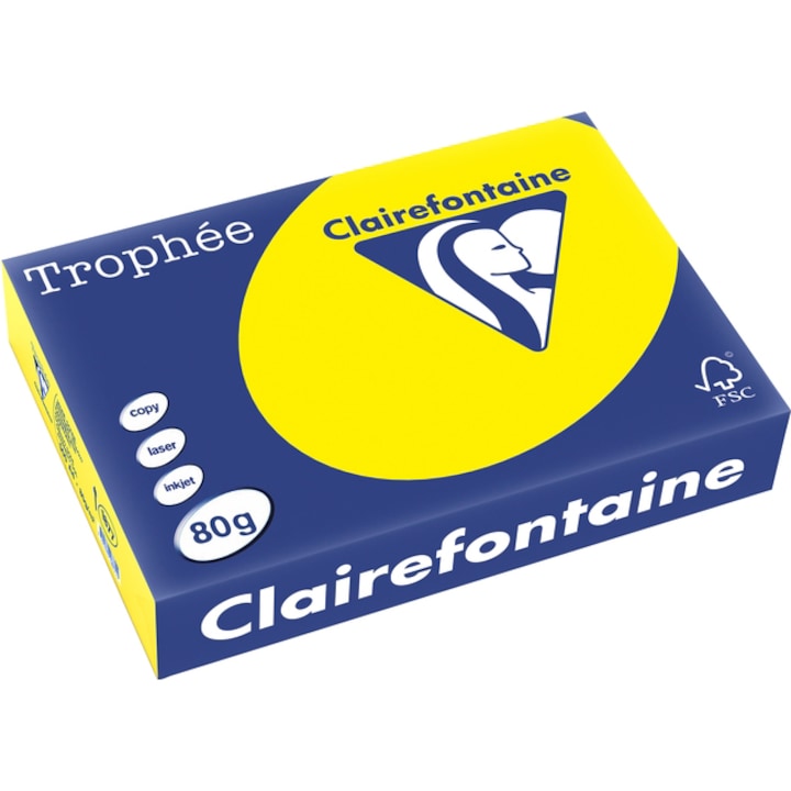 Clairefontaine Másolópapír színes, A/4, 80g, intenzív sárga, 500 ív/csomag