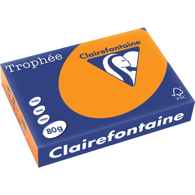 Hartie Clairefontaine A4, 80g/mp, color intens, 500/top, Portocaliu fluo