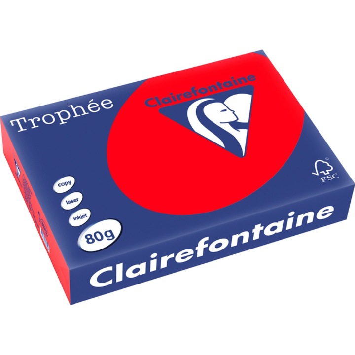 Hartie Clairefontaine A4, 80g/mp, color intens, 500/top, Rosu