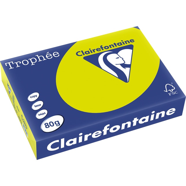 Hartie Clairefontaine A4, 80g/mp, color intens, 500/top, Verde fluo