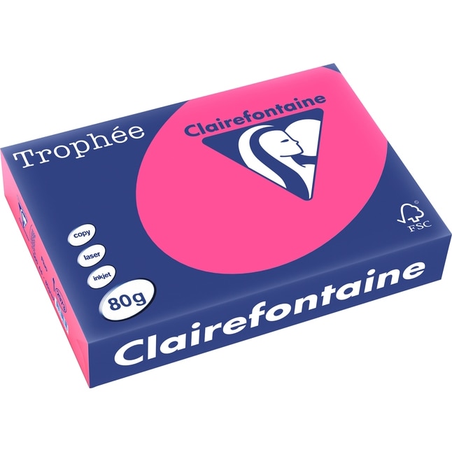 Hartie Clairefontaine A4, 80g/mp, color intens, 500/top, Roz fluo