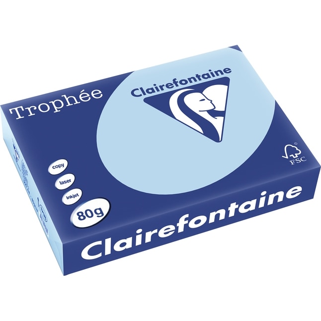 Hartie Clairefontaine A4, 80g/mp, color pal, 500/top, Sky blue